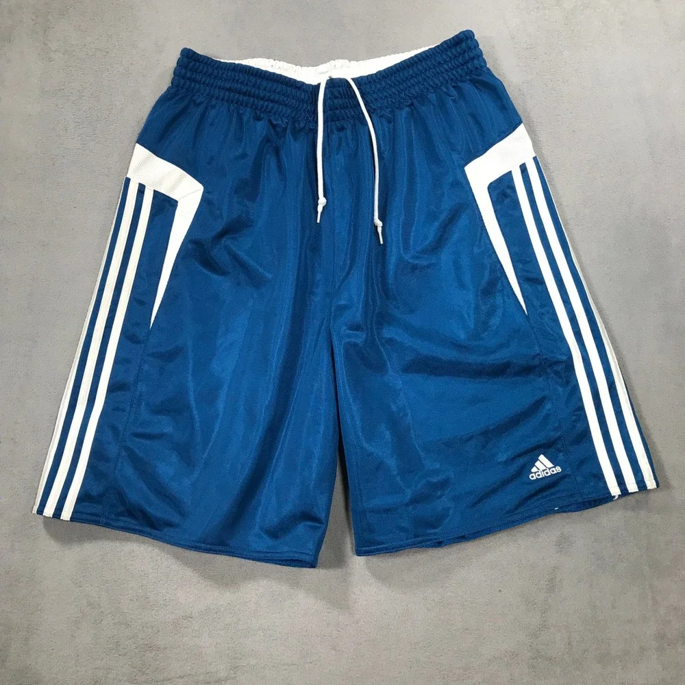 Adidas Reversible Basketball Shorts Mens Medium Blue White Mesh Athletic Gym